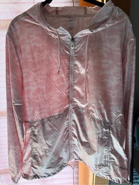 Women's Light Pink Hooded Utility Jacket with Zip